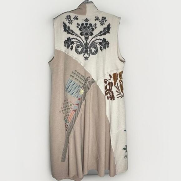 NEW Johnny Was BIYA Embroidered Longline Knit Vest XL Draped Boho Patch Pockets - Picture 3 of 9